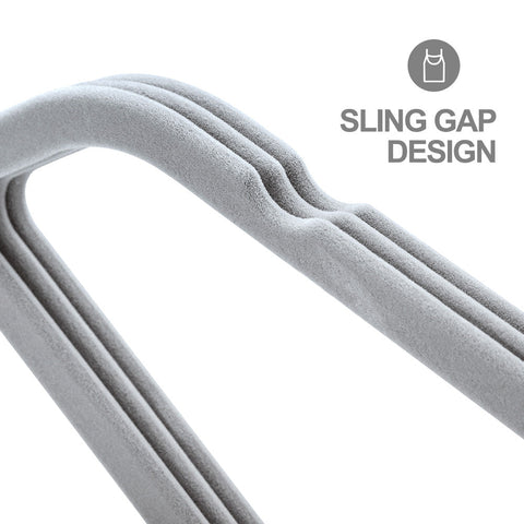  - Sinfoo Space Saving Grey Plastic Velvet Hanger
