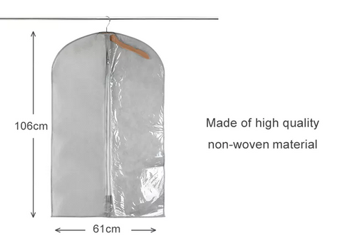 Sinfoo 42"x24" Non-woven Grey Transparent Garment Bags - Sinfoo 42"x24" Non-woven Grey Transparent Garment Bags