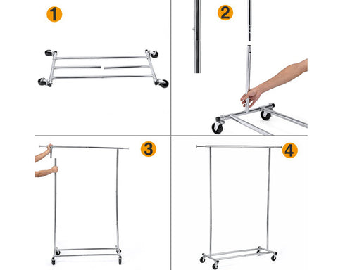 assembly process of gd003 rolling clothing rack