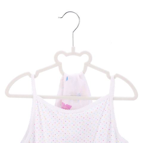  - Sinfoo Bear Shaped Children White Velvet Clothes Hanger